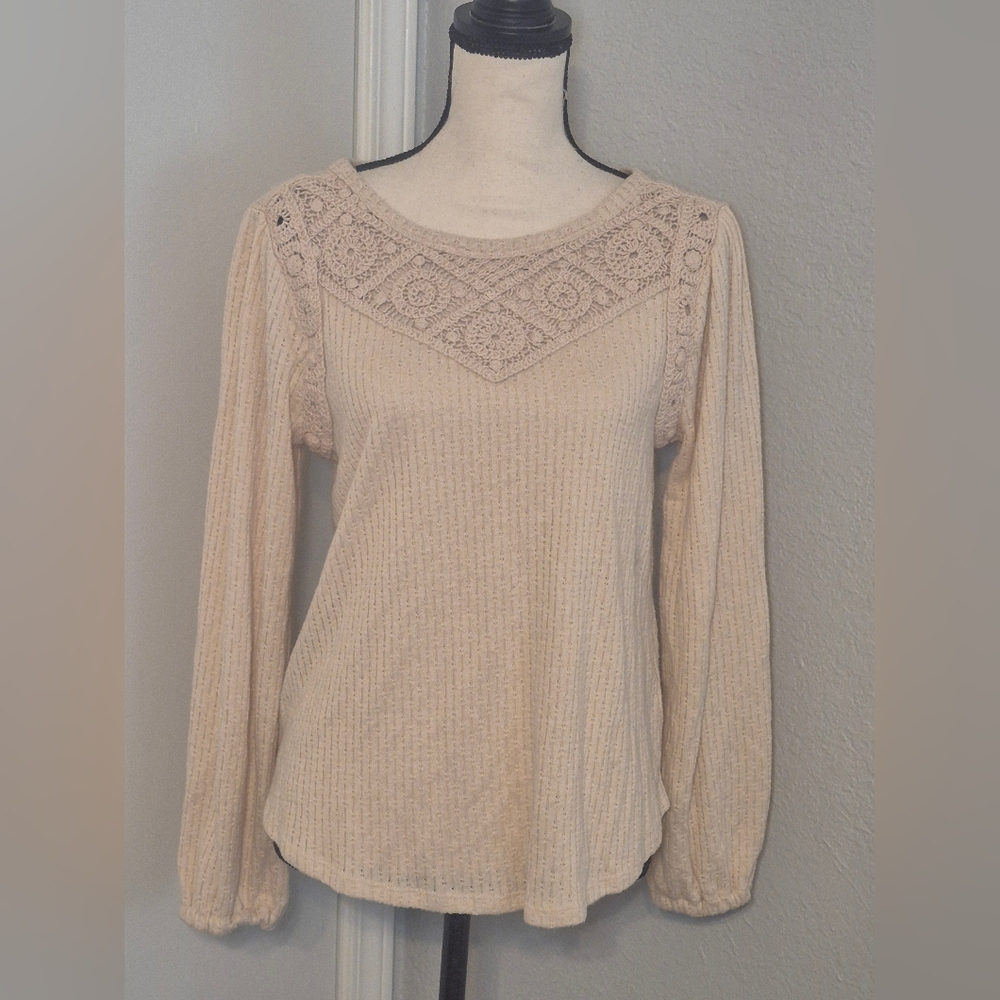 Cream Maurices Lace Detail Women's Top